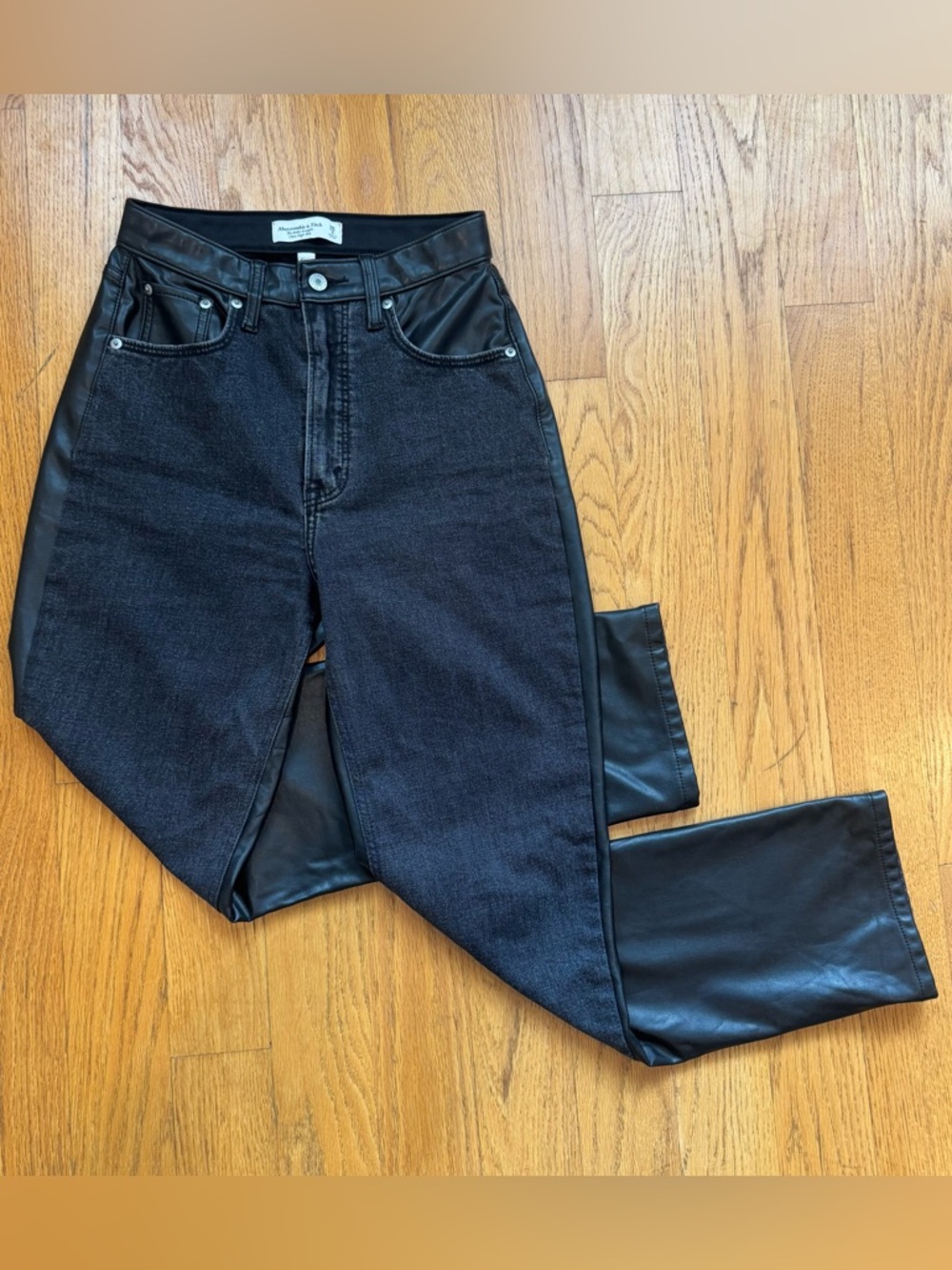 Abercrombie & Fitch Black Two-Tone Straight Leg Jeans